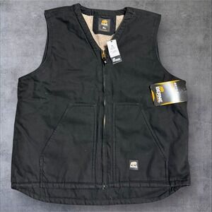 Berne Men's Sherpa-Lined Canvas Work Vest Black XL V818BB NEW